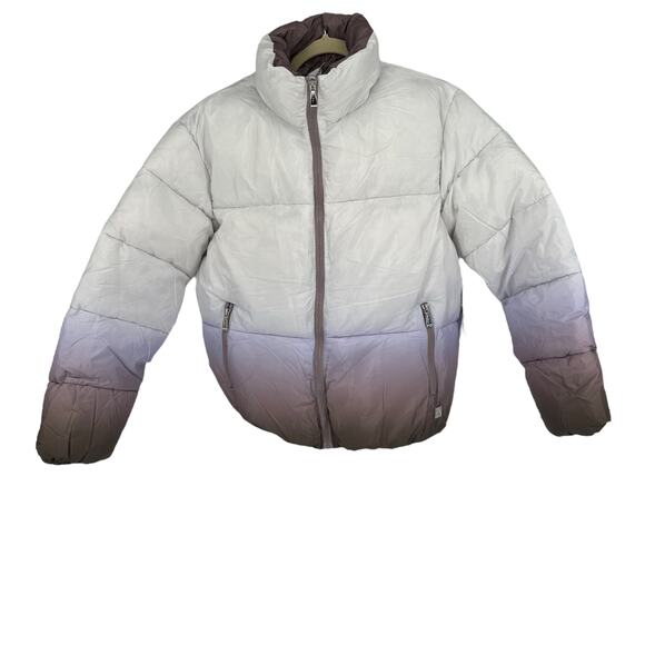 NEW Nicole Miller New York Ombré Puffer Jacket Front Zip Sz large - Picture 1 of 9